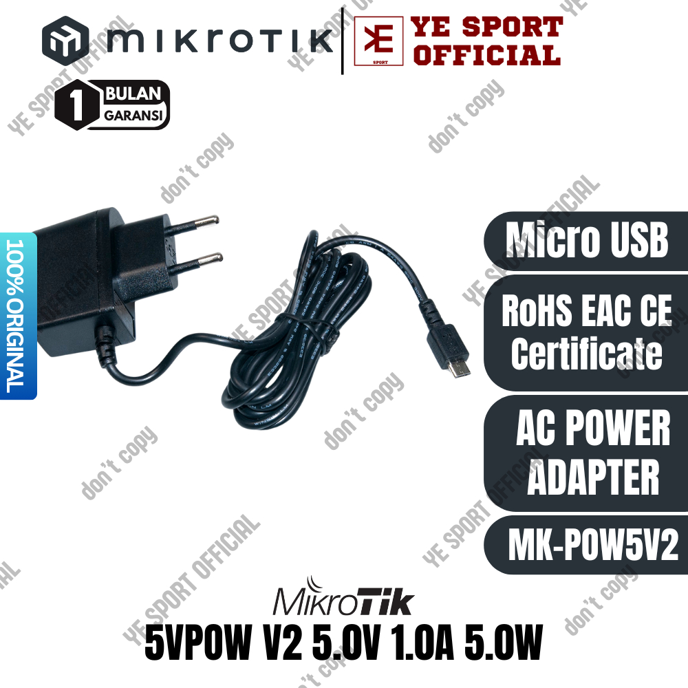 Mikrotik Power Adaptor 5V 1A V2 Original A0088