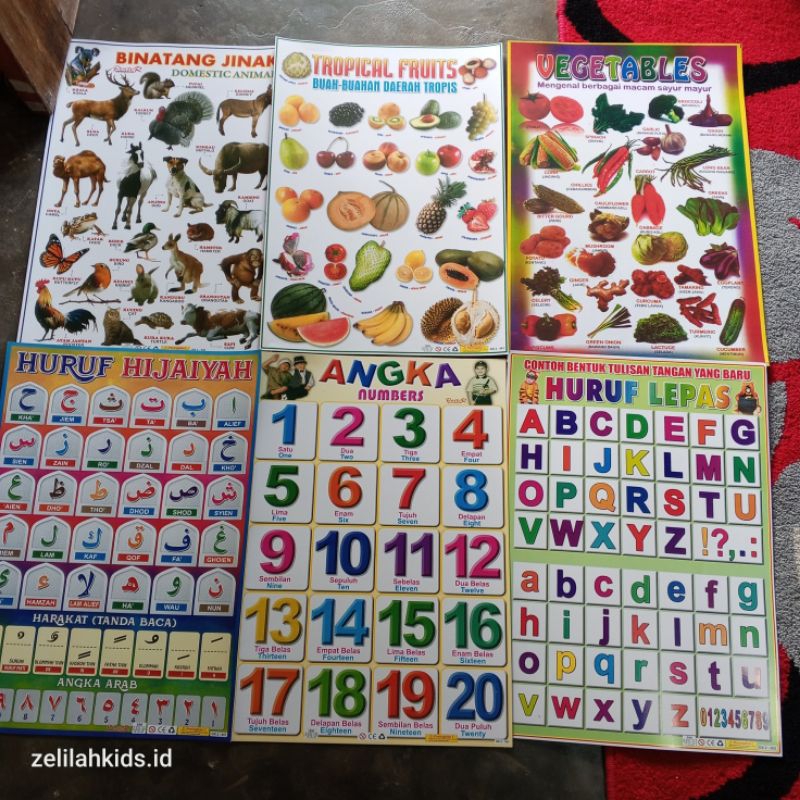 Paket poster edukasi anak termurah  lengkap dapat 6 pcs