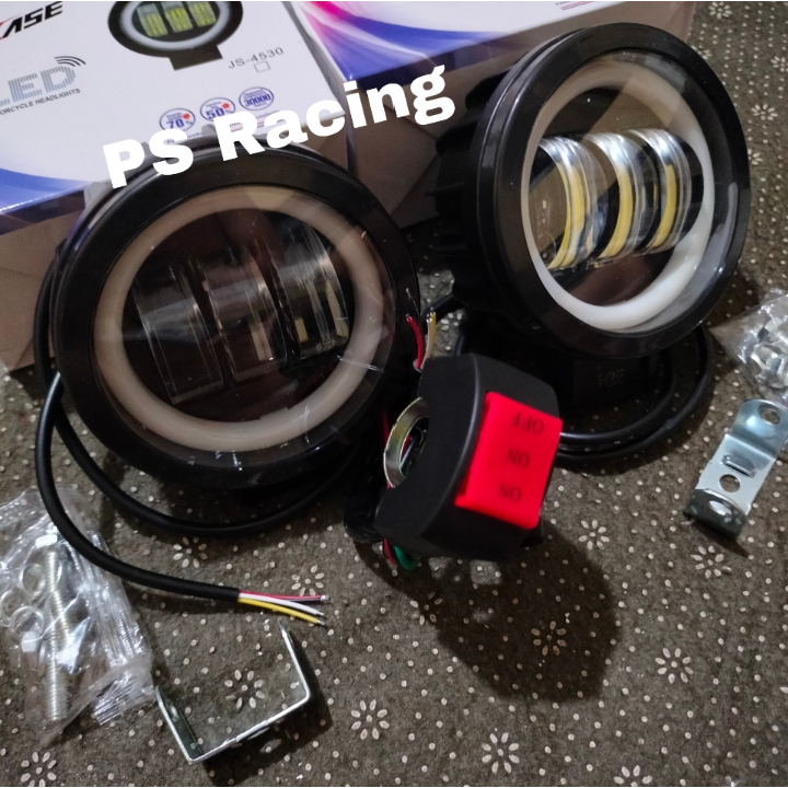 PAKET LAMPU TEMBAK DAYMAKER 3 LENSA BULAT KOTAK KUALITAS SUPER TERANG daymaker 3lensa biru kotak wat