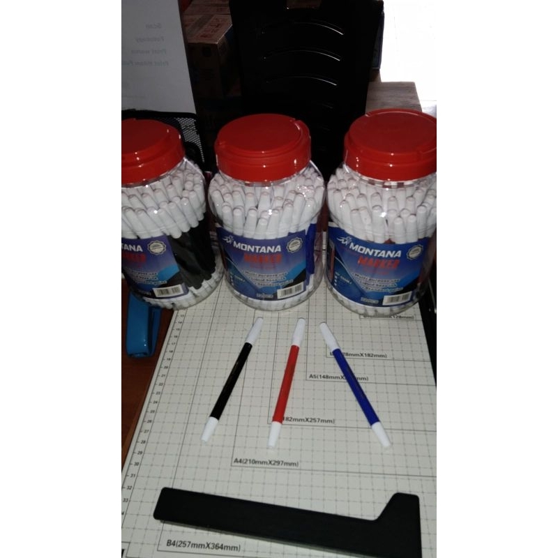 

spidol kecil warna merah,biru,hitam merk montana harga satuan