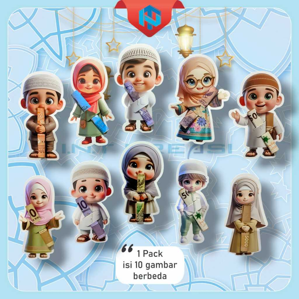 

Amplop /angpao lebaran terbaru 2025 3D karakter lucu isi 10 pcs