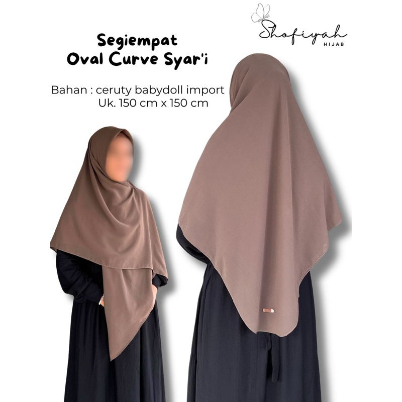 Segiempat Oval Curve Syar’i, Ceruty babydoll Import uk. 150x150 cm
