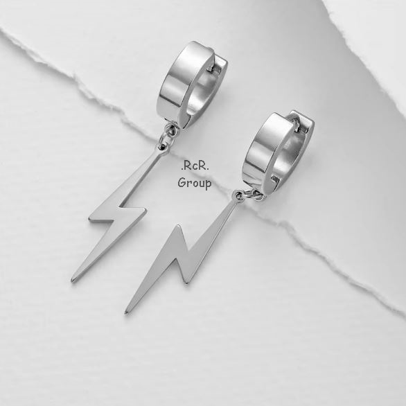 Anting tindik pria hitam silver gold titanium korea kpop petir ,/ anting tindik pria / anting pria h