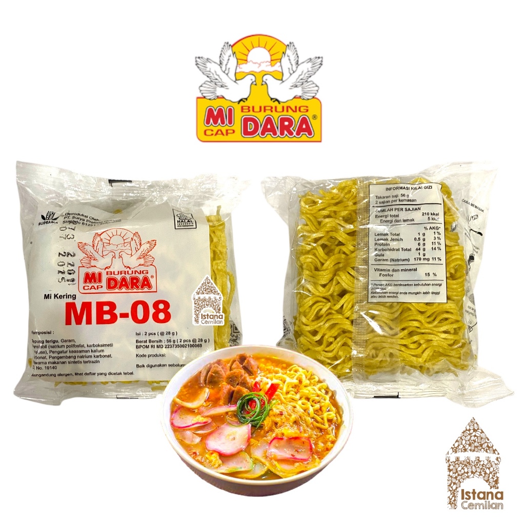 

Mi Cap Burung Dara MB-08 Mie Kering Bahan Seblak 56 Gram