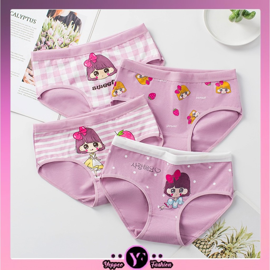 •YF•CD1897 Celana Dalam Segitiga Anak Perempuan CD Katun Motif Kartun Girl Ungu Purple Lucu