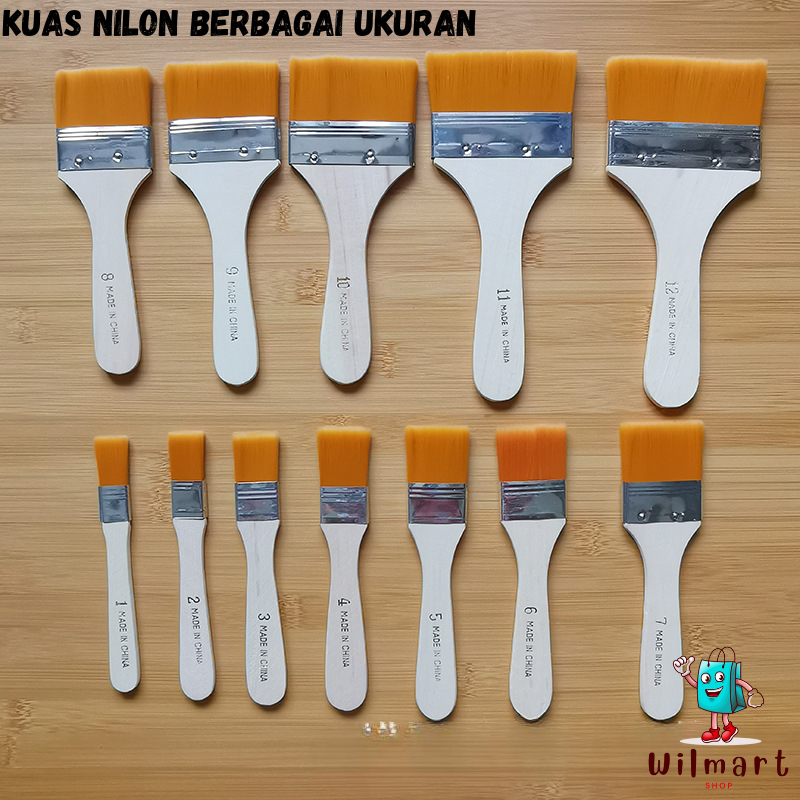

KUAS LEBAR Nilon Bulu Halus / Kuas Cat Lukis Acrylic Minyak Water Color No 1 - 12