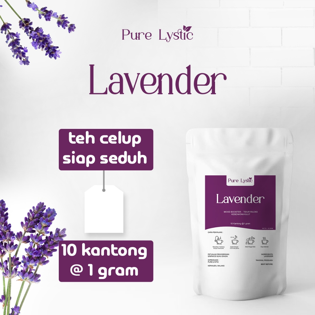 

Pure Lystic - Lavender Tea 10 Kantong Bantu Tidur Nyenyak Flower Tea Teh Seduh