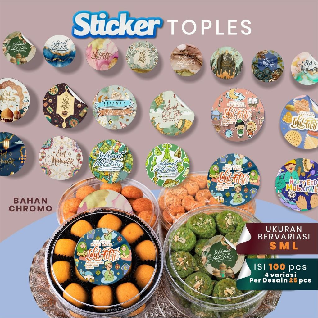 

STIKER IDUL FITRI | ISI 100PCS | STIKER TOPLES | STIKER KUE KERING | STIKER CROMO | UK S M L