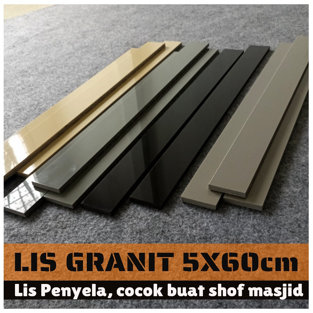 Lis Granit 5x60 Hitam Abu Kuning | Lispenyela | Shof Masjid Original Granite Tile