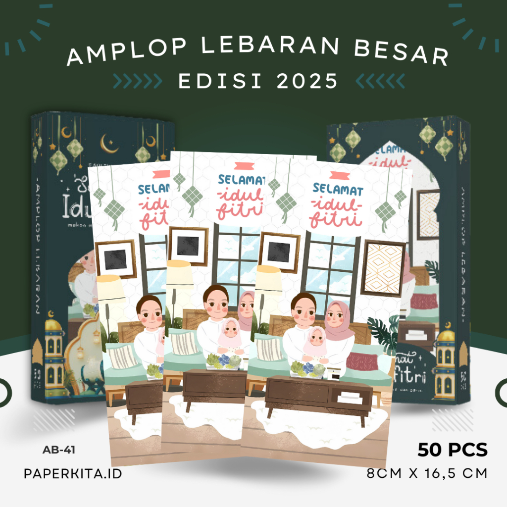 

Amplop Lebaran Idul Fitri 2025 Ukuran Besar Uang Tanpa Lipat, Box isi 50pcs Kwalitas Premium