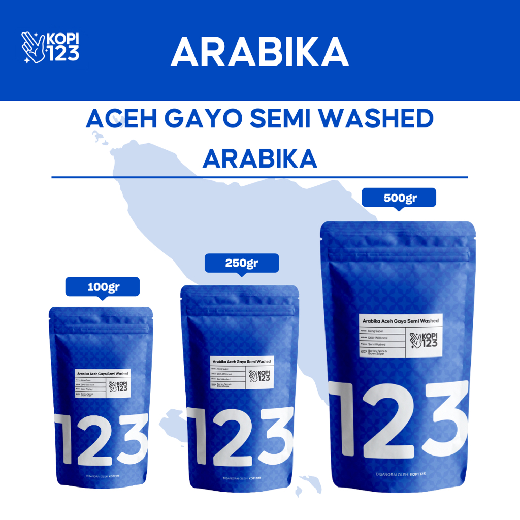 

KOPI ACEH GAYO SEMI WASHED ARABIKA 100GR