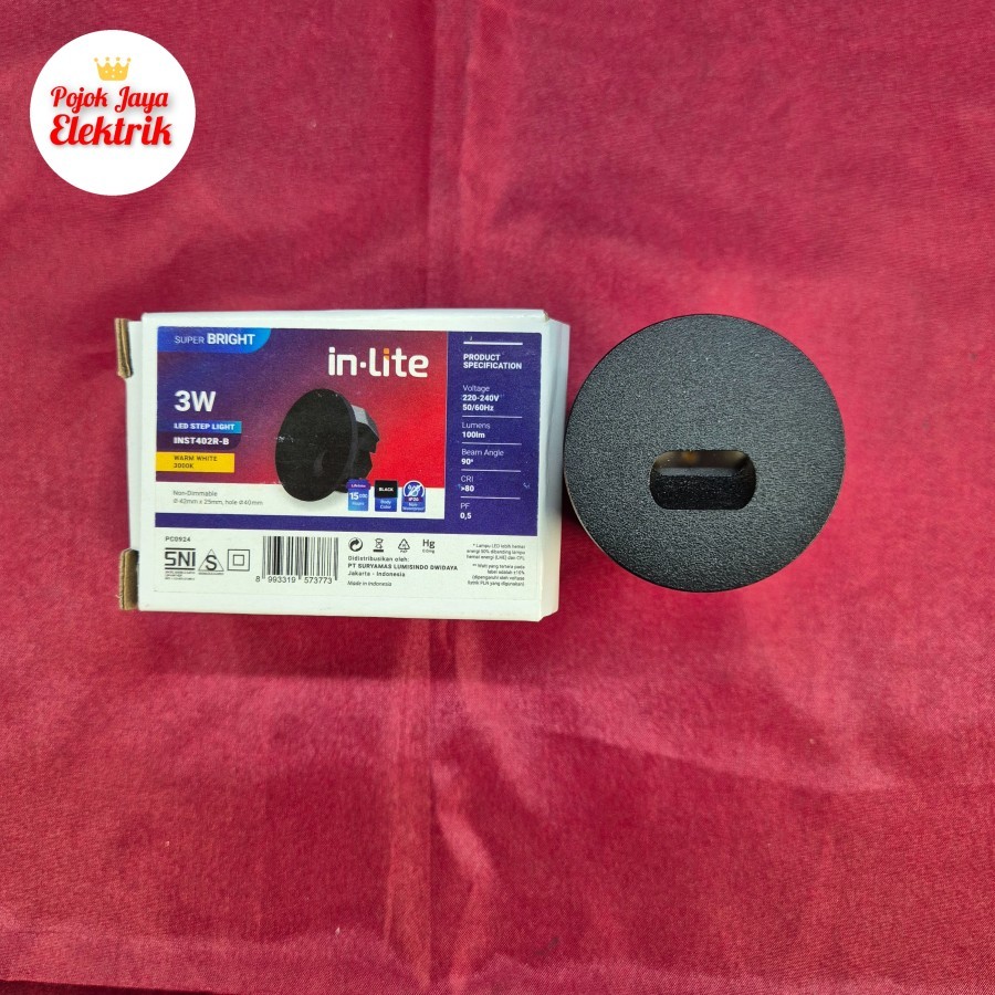 INST402 Lampu LED Tangga Dinding Lorong LED 3W Watt Tanam Tembok IB Inbow IP20 Indoor Bulat Inlite