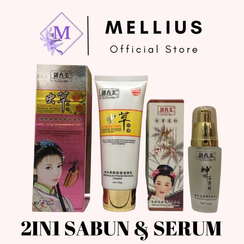 Yu Chun Mei Cordyseps Paket Set 2 in1 Sabun dan Serum Herbal Wajah Original Import - Facial Soap and