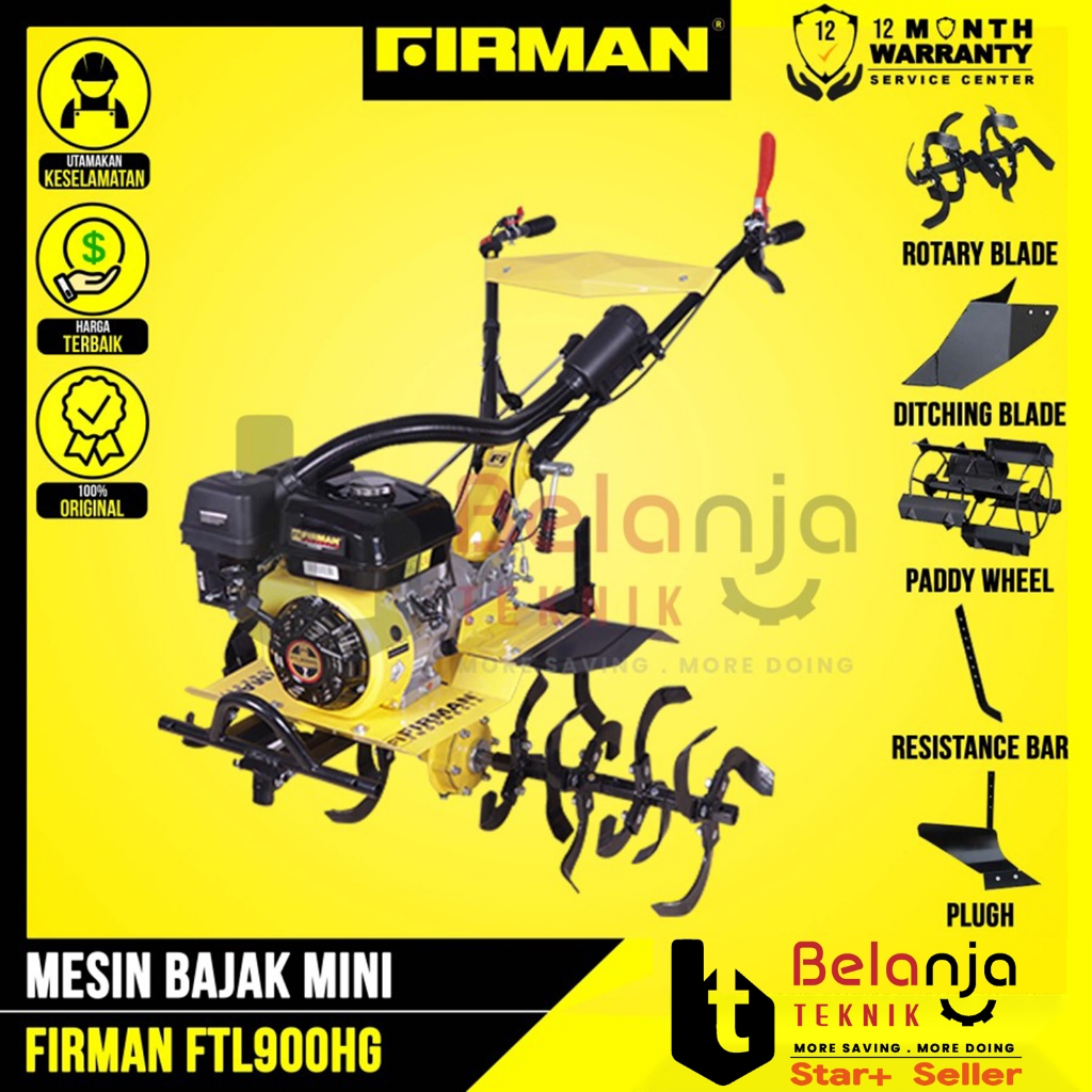 Mesin Traktor FIRMAN FTL900HG Cultivator Bensin Tiller Tanah Basah Kering FTL900 HG FTL 900HG