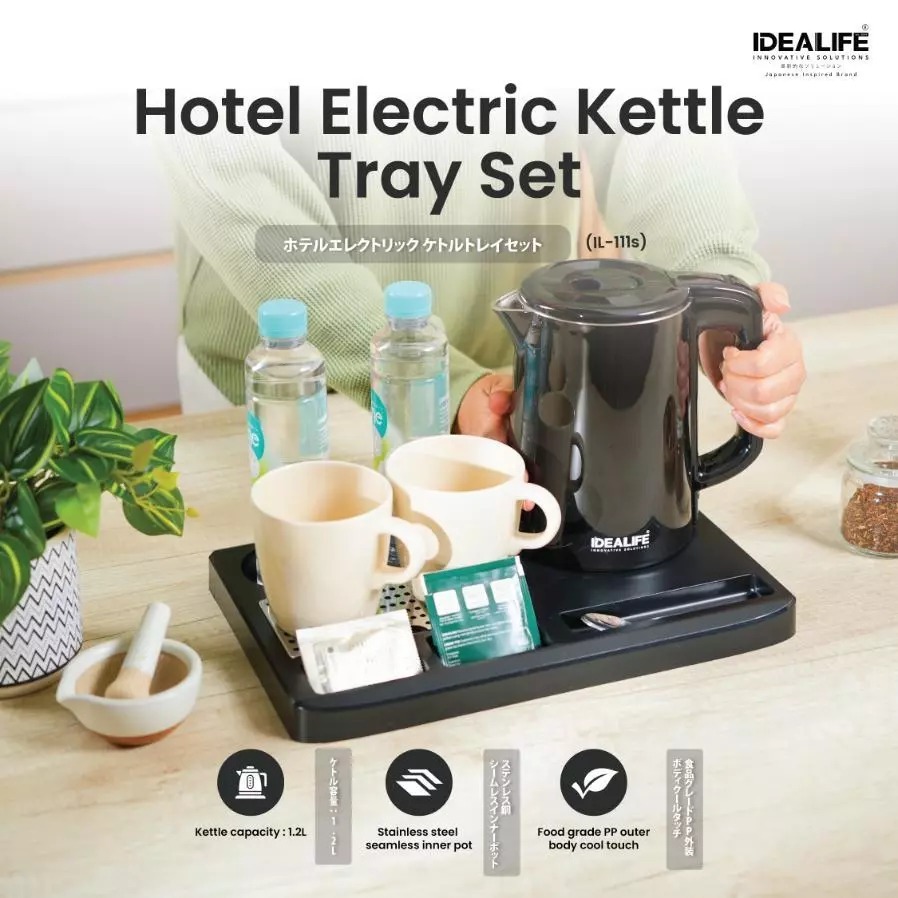 IDEALIFE - Hotel Electric Kettle Tray Set - Set Teko Hotel Listrik 1.2L (IL-111s)