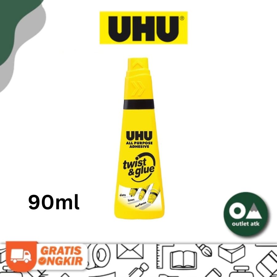 

Lem Cair UHU Twist & Glue 90 ml - Lem Bening Serbaguna / Lem Prakarya / All Purpose Adhesive