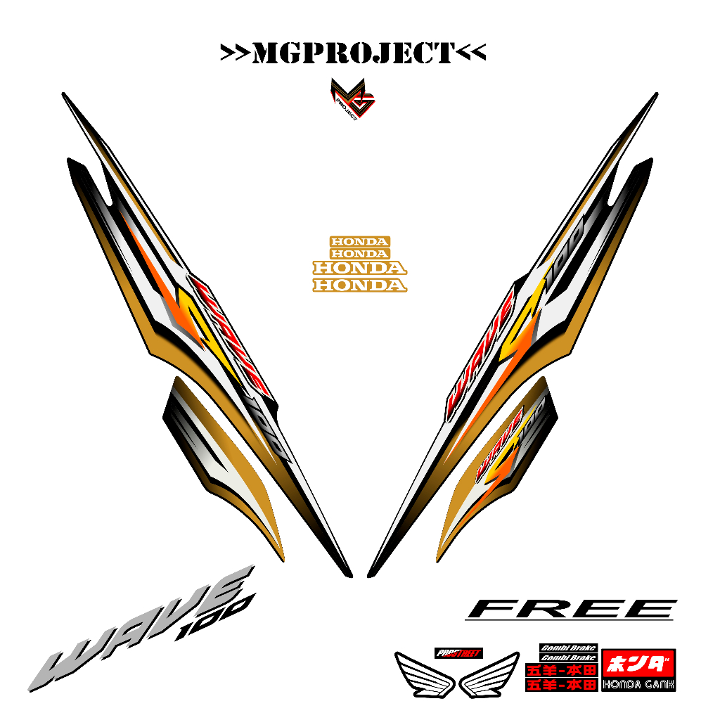 Striping Honda Wave S 100 Grafis (1) / Stiker Supra Fit New 100 / Wave 100 / Wave R 100