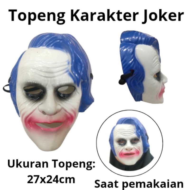Topeng Karakter Joker Mirip Asli bahan plastik dan karet tebal