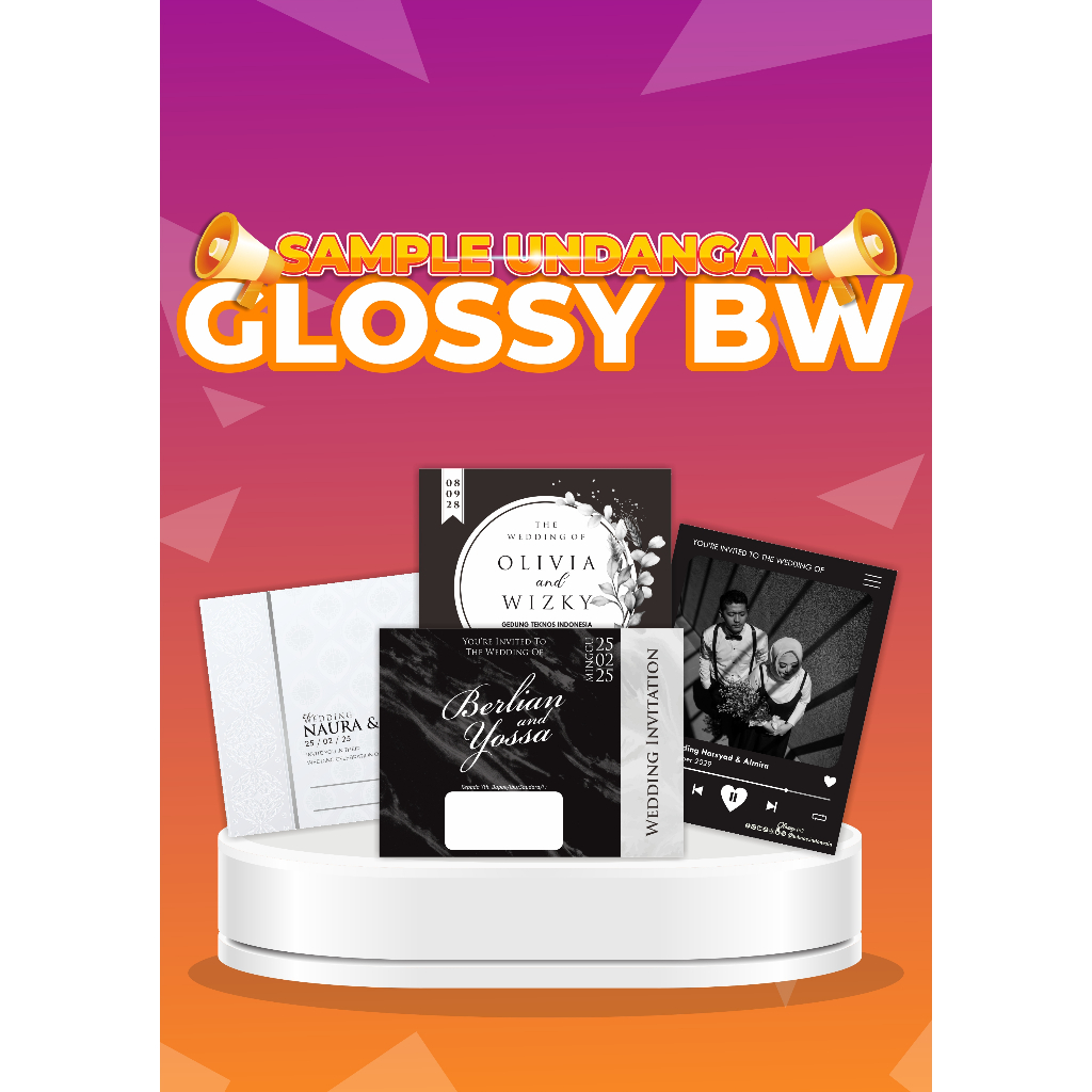 SAMPLE UNDANGAN GLOSSY BW RICH INVITATION-SAMPLE UNDANGAN PERNIKAHAN GLOSSY BW