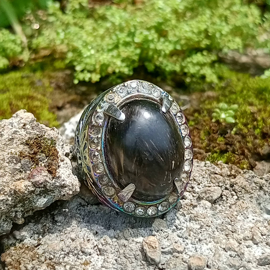 Cincin Pria / Cincin Batu Akik Mulia Natural (Asli) Bulu Macan (COD) Dim Kantoran Ring Alpaka Super 