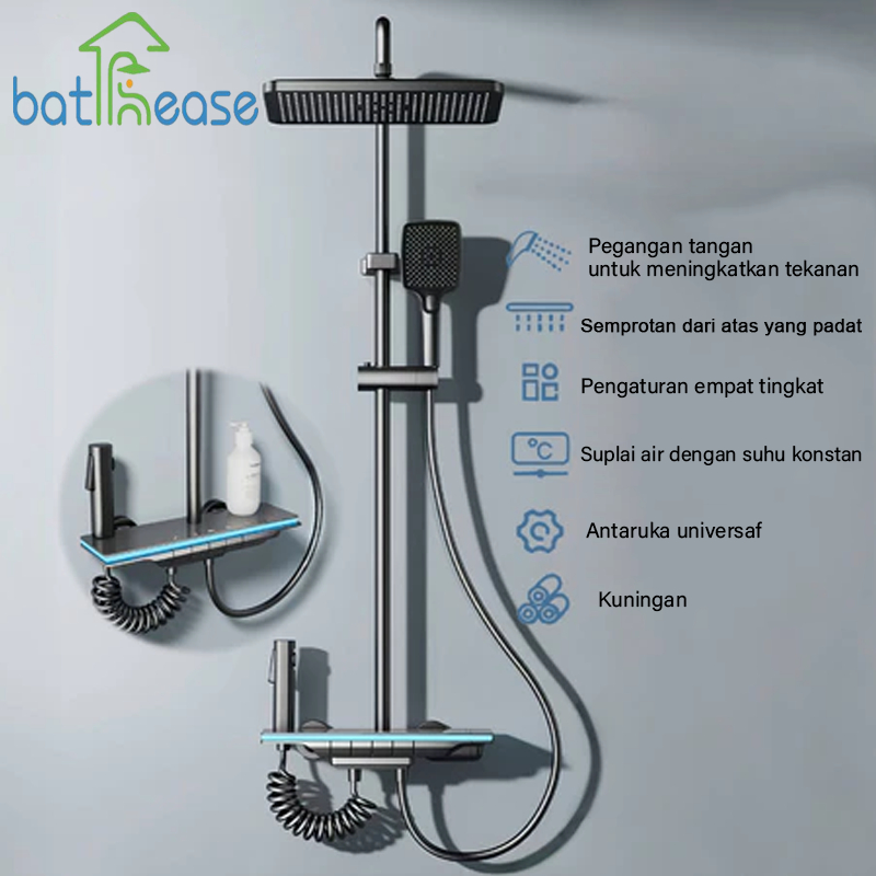 keran shower +shower kamar mandi satu set + set shower bathtub stainless steel - set batang shower a