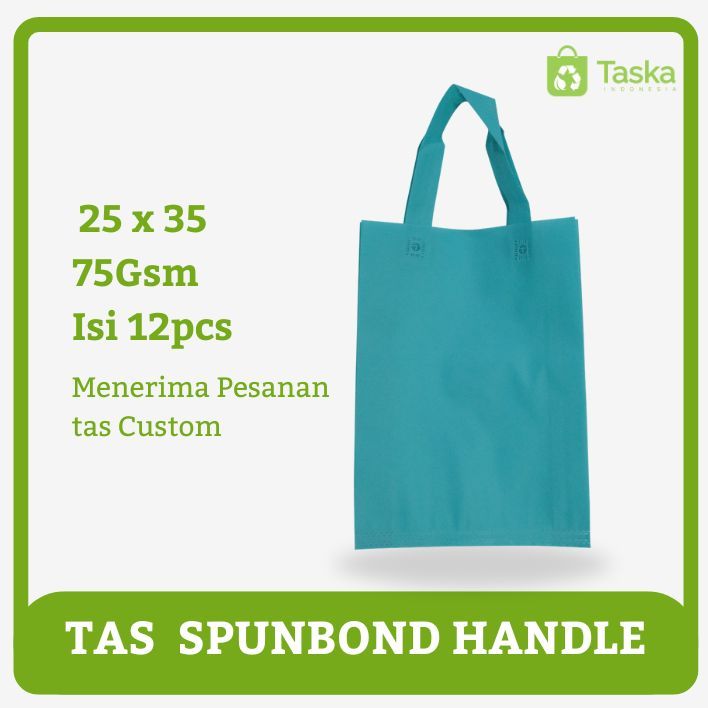 

TAS SPUNBOND HANDLE 25x35 LUSINAN WARNA HIJAU TOSCA / Tas Belanja Murah / Kantong Belanja