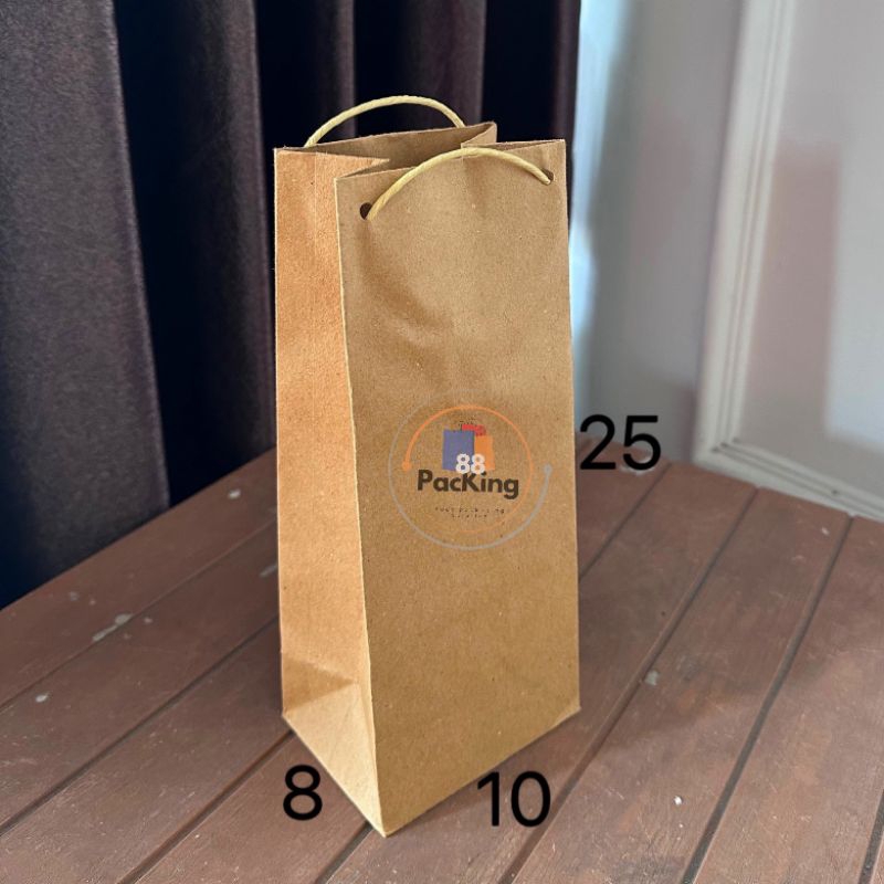 

paper bag botol minuman 10x25 paperbag botol tumbler P10 L8 T25 paper bag polos paperbag coklat tempat botol minum souvenir tempat kado tas kertas kantong kertas
