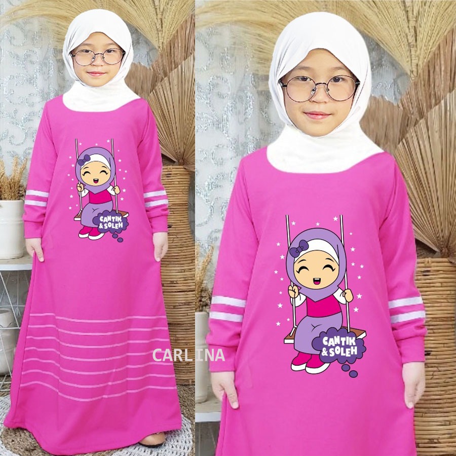 BAJU CANTIK & SOLEHA BABY BALITA GAMIS DRESS ANAK CARLINA FASHION