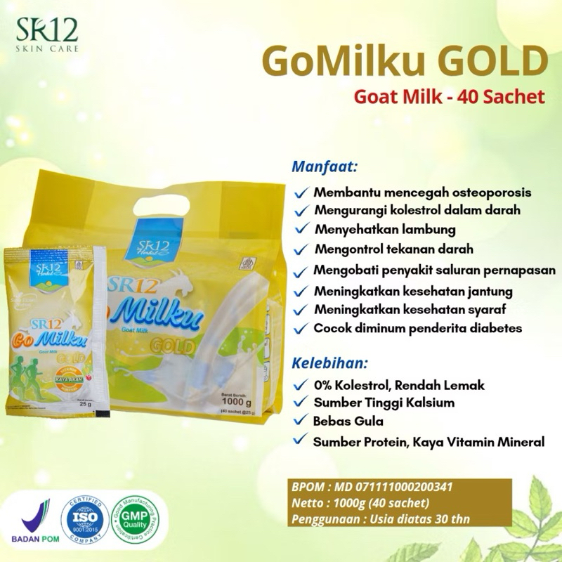 

Gomilku Gold SR12 | Susu Kambing Premium | Susu Kesehatan Tulang dan Lambung | Susu Penderita Diabetes | Kemasan 1 Kg Isi 40 Sachet