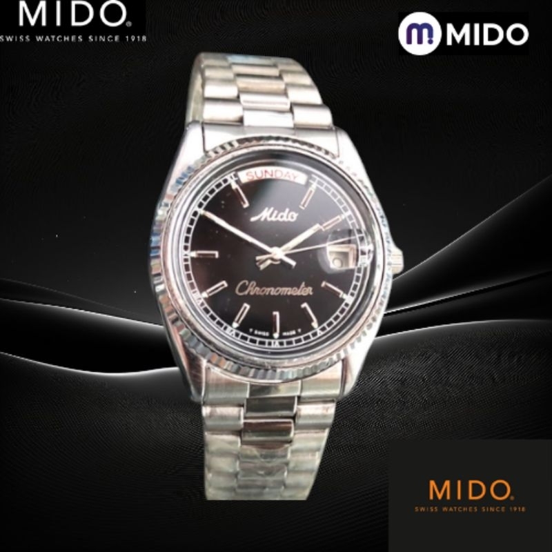 Jam tangan mekanis otomatis vintage mido Commander stanlis stell Automatic W...