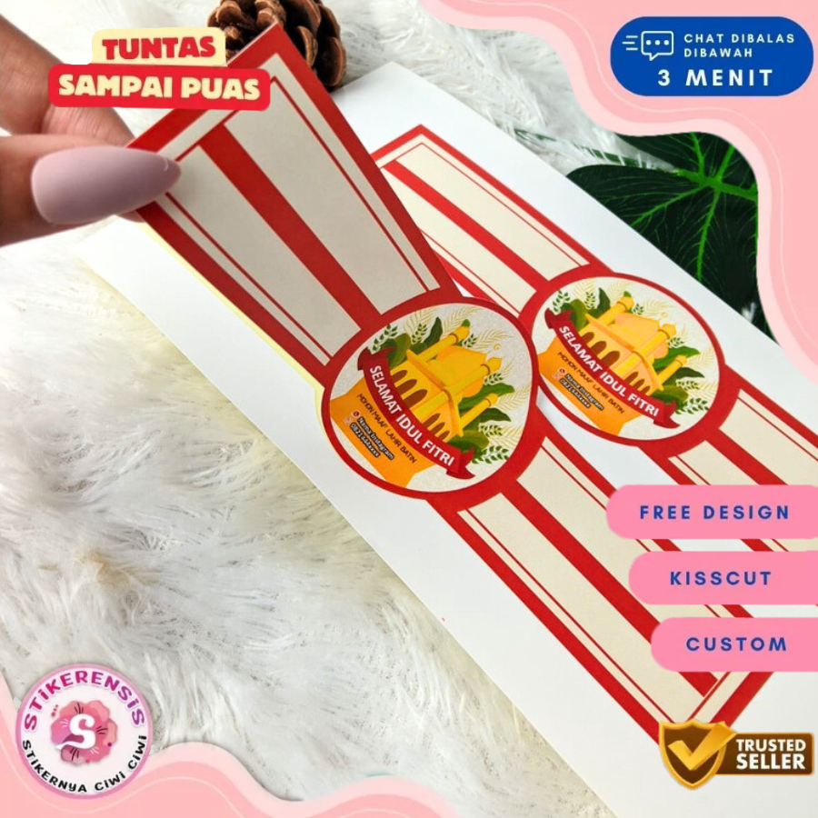 

Sticker Segel Custom Nama Kue Lebaran Stiker Toples Cookies Idul Fitri Free Desain Murah
