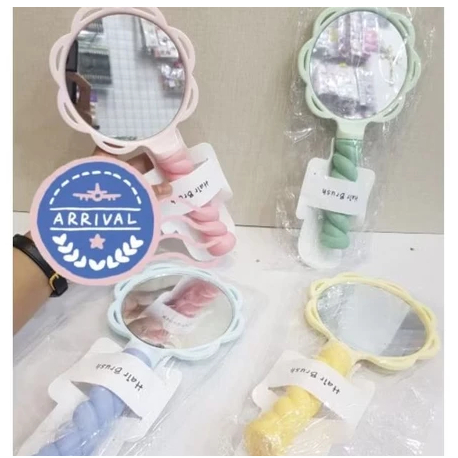 Cermin Bulat|Cermin Gagang|Cermin warna|Cermin motif bunga