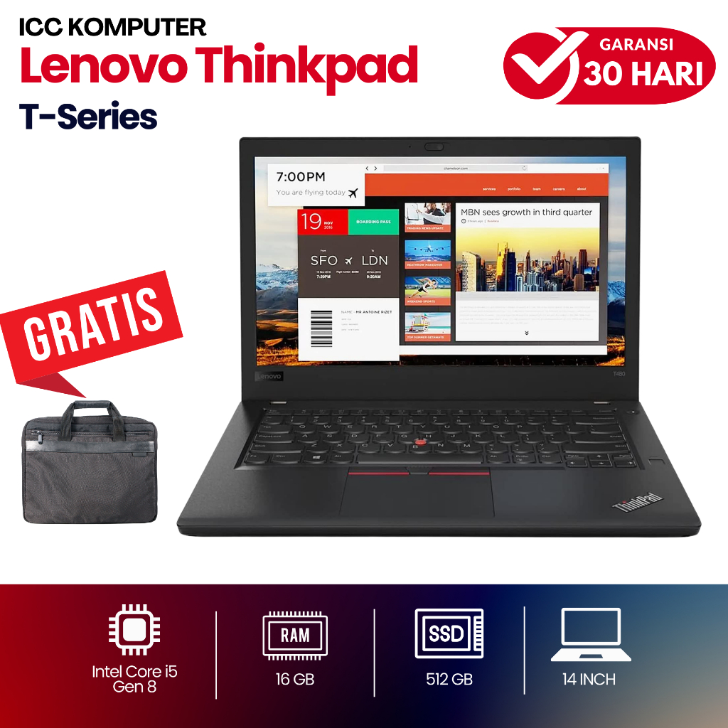 Laptop Lenovo Thinkpad T490 T480 T470 T460 T14 | i3 i5 i7 | 16GB SSD 1TB | Second Mulus Bergaransi