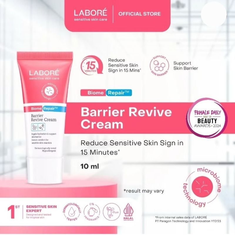 Labore BiomeRepair Barrier Revive Cream Travel Size 10ml -Moisturizer &Pelembab Wajah Kulit Sensitif