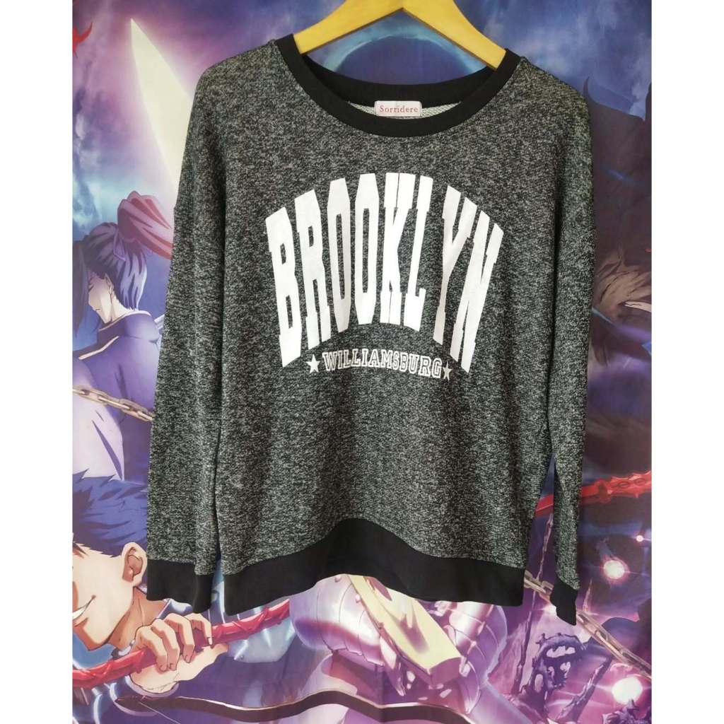 Sorridere Brooklyn Grey Crewneck Jaket Sweater Original Second Merch Japan Korea Brand Vintage Retro
