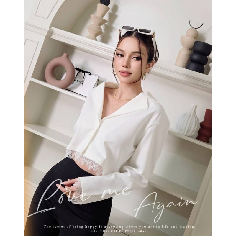 UI8 Emma Blazer (Korean Crop Long Sleeve Lace Blazer Cotton Candy Import Bangkok)