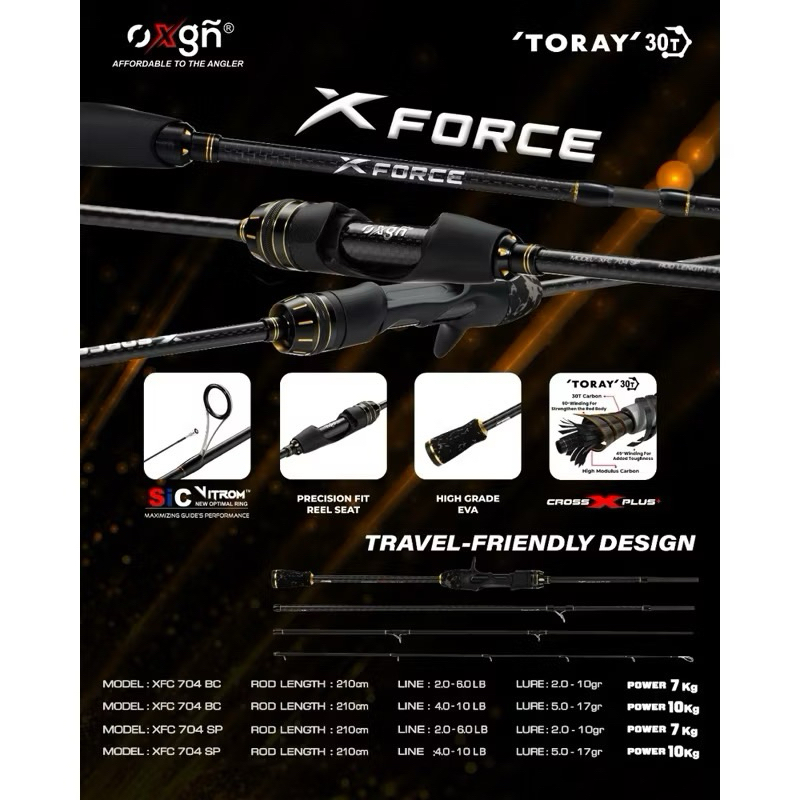 Travel Rod X force Oxygn 704 Spinning baitcasting