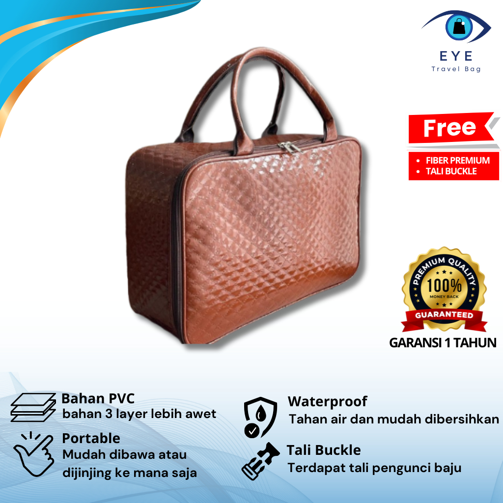 Travel Bag Premium/ Koper Mini Plain Coklat Tua /Tas Travel Wanita - Tas Trevel Tas Koper Pakaian