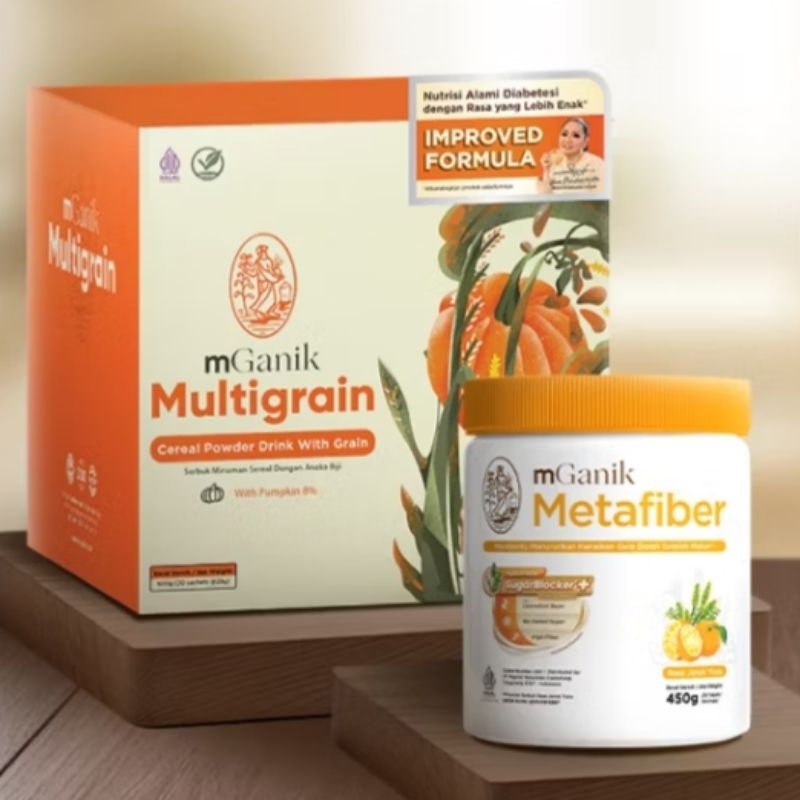 

Mganik Metafiber 450gr + Mganik Multigrain 500gr (suplemen serat diabetes / gula darah)