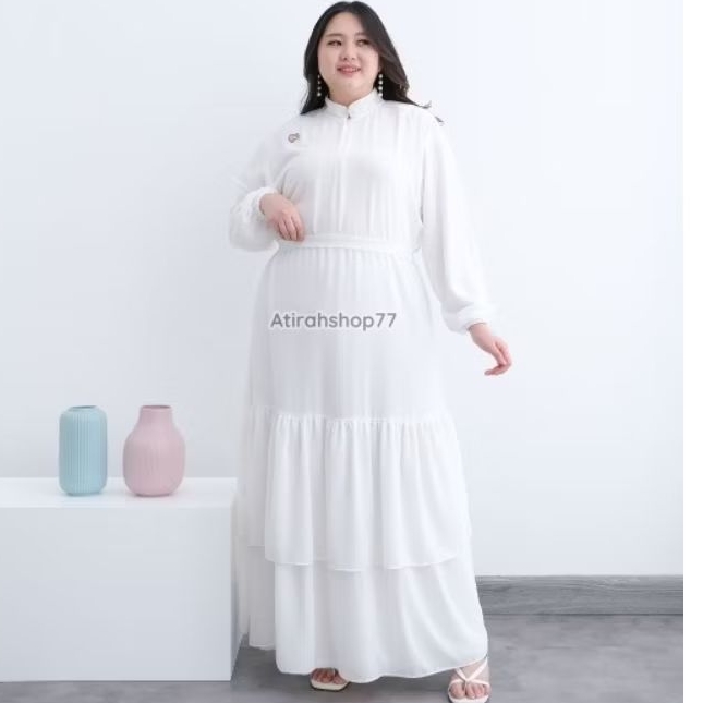 gamis wanita jumbo ceruty polos+bros Ld130cm Ld140cm
