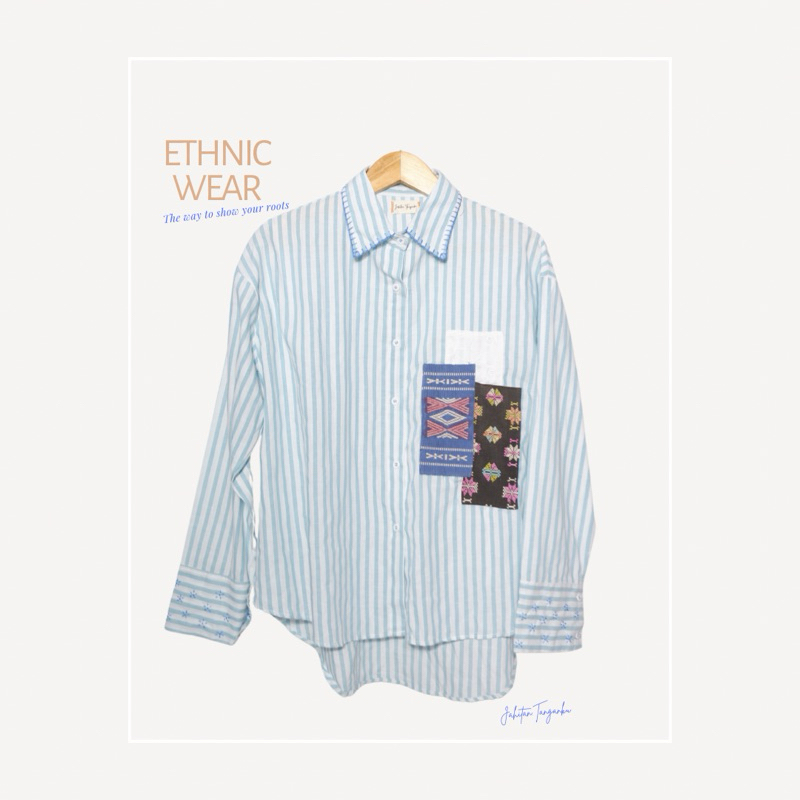 kemeja patchwork wanita ethnic tenun sulam sashiko G