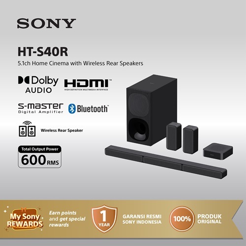 Sony Home Theater Hometheater Soundbar HT-S40R 5.1ch Home Cinema with Wireless Rear Speakers