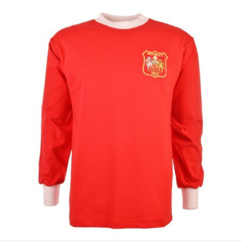 Jersey Bola Retro MU 1962 1963 Home Longsleeve Vendor Lokal Logo Bordir