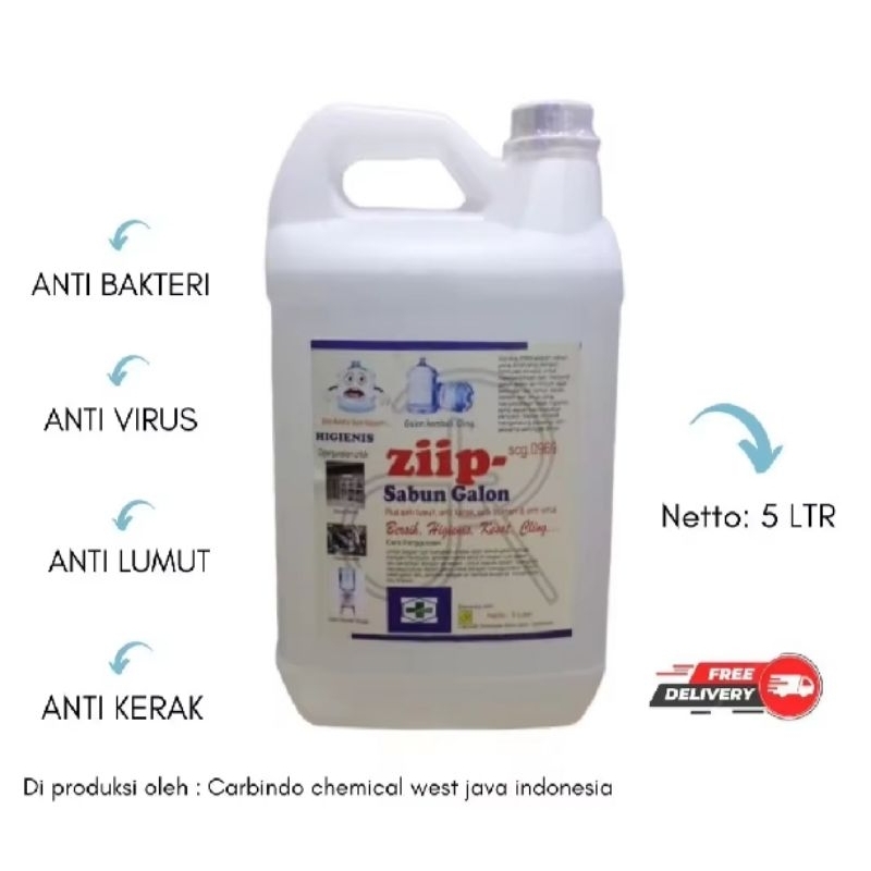 Ziip sabun galon /sabun pembersih galon anti lumut,anti kerak,anti bakteri & anti virus 5 Liter