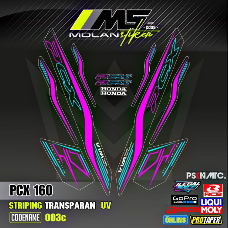 Decal Sticker Striping Variasi Transparan Uv PCX 160 Honda PCX 160 2022-2025 All New PCX 160 CBS Pcx