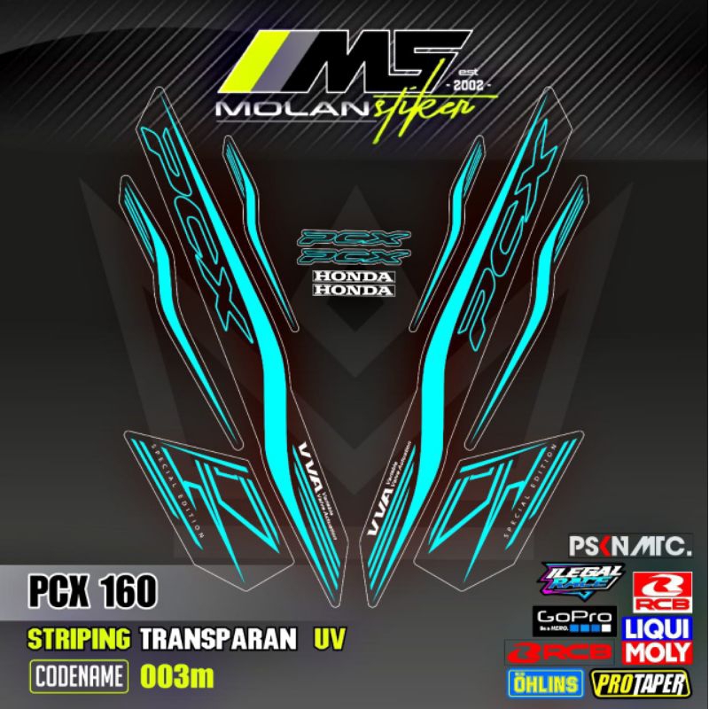 Decal Sticker Striping Variasi Transparan Uv PCX 160 Honda PCX 160 2022-2025 All New PCX 160 CBS Pcx