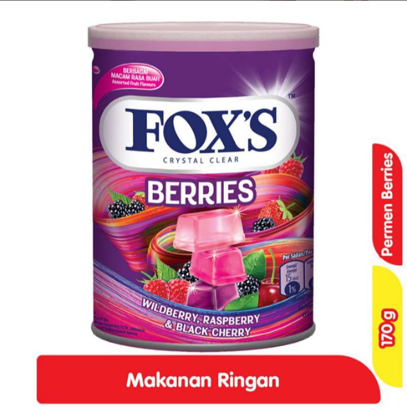 

FOX'S Crystal clear permen berries kaleng 170g