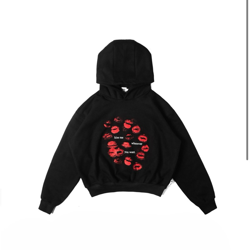 HOODIE TELEPATI KISS ME BLACK