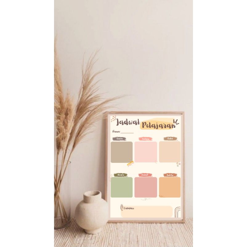 poster jadwal pelajaran wipe & clean