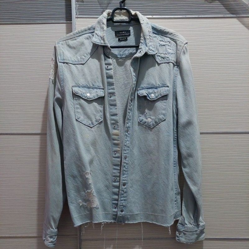 jacket  ripped denim zara